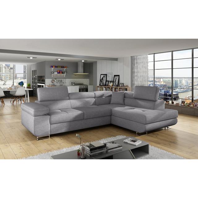 Geers 2 - Piece Upholstered Corner Sofa Metro Lane Orientation: Right Hand Facing, Size: 90 cm H x 275 cm W x 202 cm D, Upholstery Colour: Grey on Productcaster.