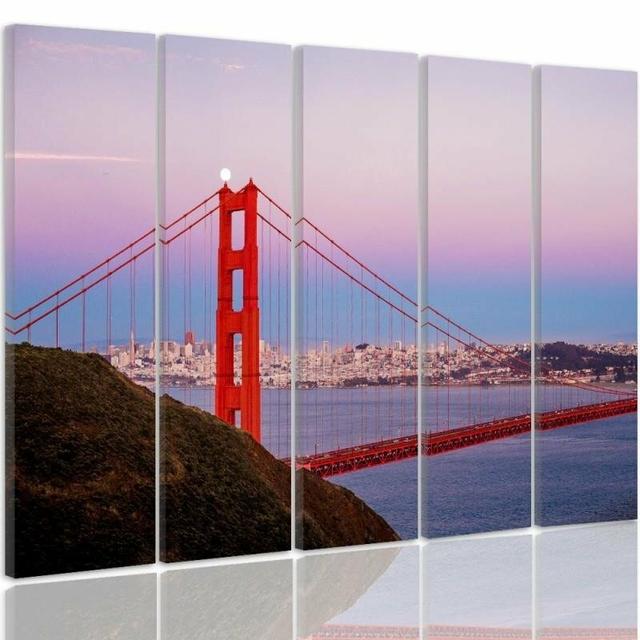 Golden Gate Bridge 3 - 5 Piece Photographic Print Set on Canvas Brayden Studio Size: 70cm H x 100cm W on Productcaster.