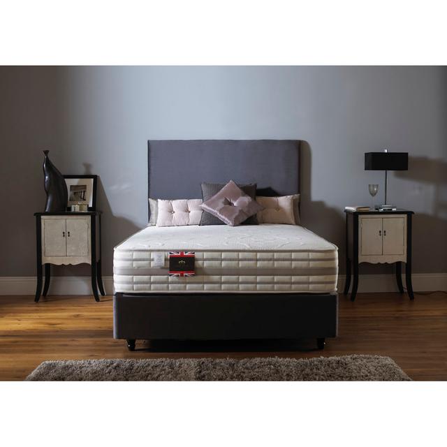 Aspelare Pocket Memory Divan Bed Set Fairmont Park Colour: Silver Plush Velvet, Storage Type: No Storage Low Base, Size: Single (3') on Productcaster.