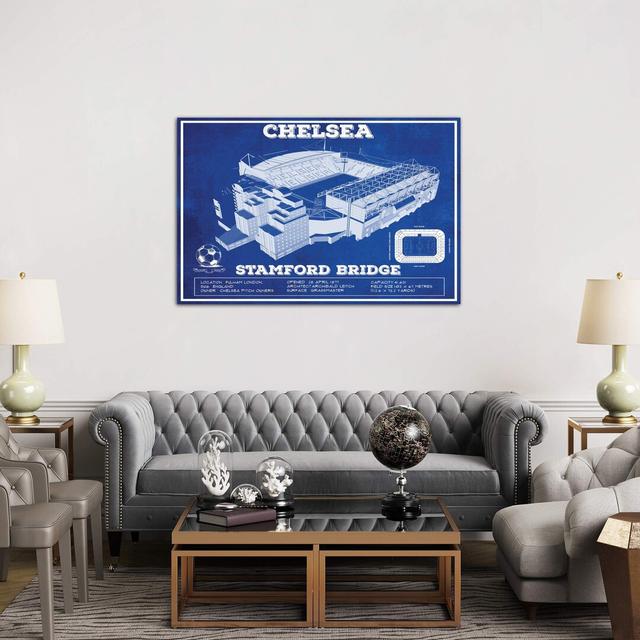 London Stamford Bridge' Graphic Art Print East Urban Home Size: 66.04cm H x 101.6cm W x 3.81cm D, Format: Wrapped Canvas on Productcaster.