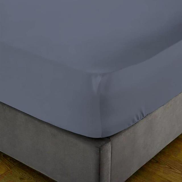 Aurelian 300 Thread Count 100% Cotton Percale Fitted Sheet White Noise Size: Double, Colour: Grey on Productcaster.