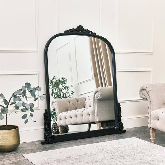 Ceniyah Framed Wall Mounted Overmantle Mirror in Black Rosalind Wheeler on Productcaster.