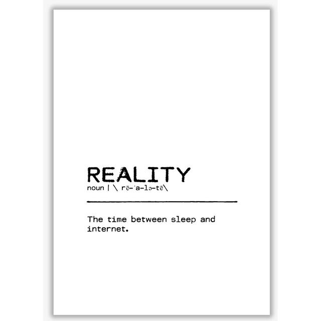 Definition Quote 'Reality Internet' Textual Art East Urban Home Format: No Frame, Size: 42 cm H x 30 cm W x 1 cm D on Productcaster.