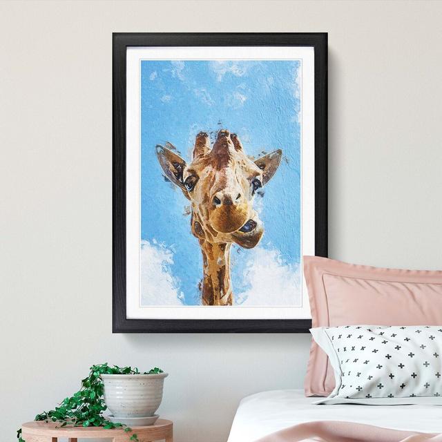 Chewing Giraffe - Picture Frame Painting Print East Urban Home Frame Option: Black Framed, Size: 65cm H x 48cm W x 2cm D on Productcaster.