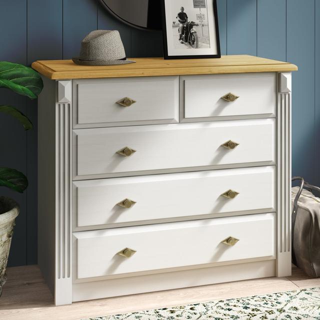 Eva Chest of Drawers August Grove Colour: White/Grey on Productcaster.