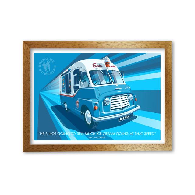 Ice Cream Van by Stephen Millership - Print East Urban Home Size: 29.7 cm H x 42 cm W x 5 cm D, Frame Options: Oak on Productcaster.