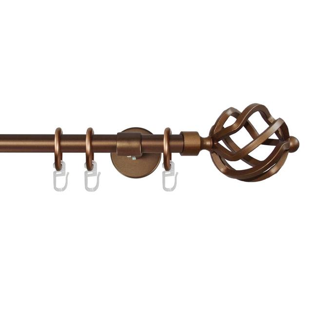 Clopton Single Curtain Pole and Hardware Set Mercer41 Size: 5cm H x 260cm W x 11cm D, Finish: Bronze on Productcaster.