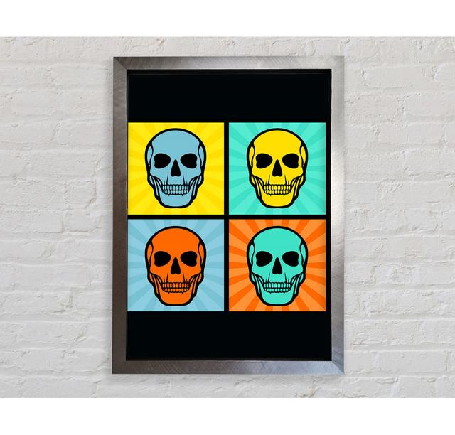 Smiling Skulls Framed Print Wall Art Happy Larry Size: 84.1cm H x 59.7cm W x 3.4cm D, Format: Black Framed Paper on Productcaster.