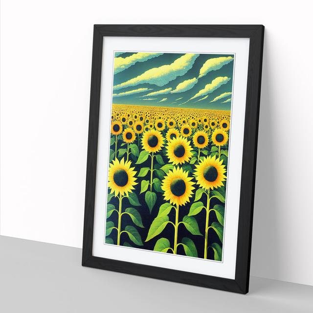 Sunflower Field Art - Print Brambly Cottage Frame Option: Black, Size: 64cm H x 46cm W x 2cm D on Productcaster.