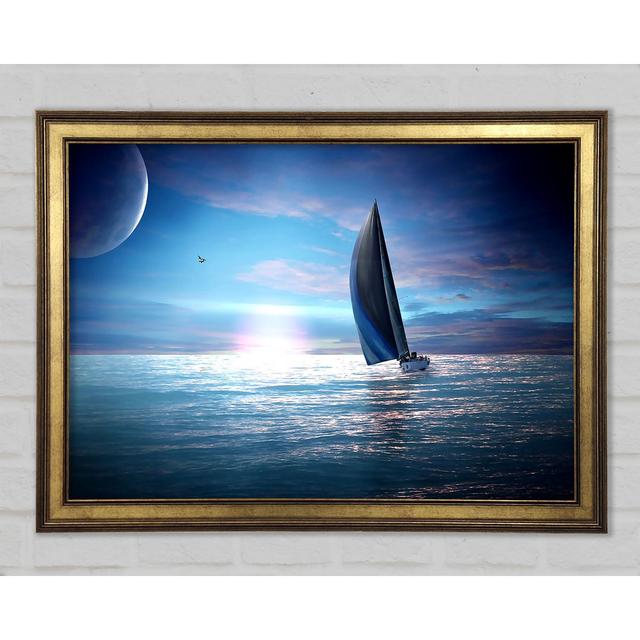 Sailing Boat In The Moonlit Ocean - Single Picture Frame Art Prints Longshore Tides Size: 84.1cm H x 118.9cm W on Productcaster.