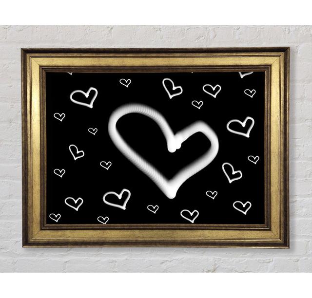 Love Hearts On Black - Druck Bright Star Größe: 84,1 cm H x 142,2 cm B x 8 cm T on Productcaster.