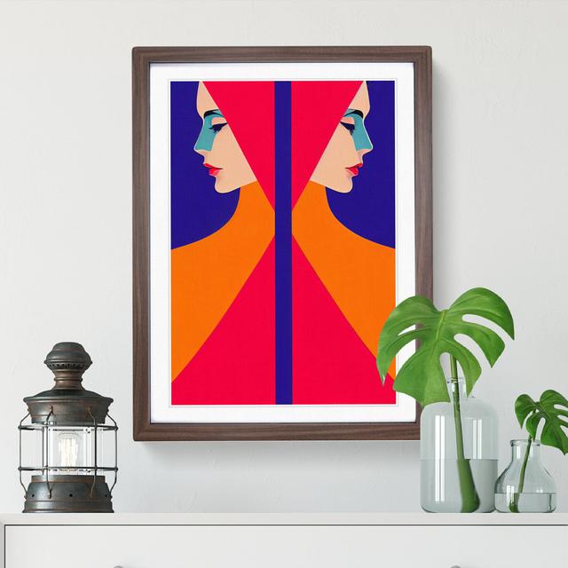 Symmetrical Abstract Woman - Picture Frame Graphic Art Fairmont Park Size: 34cm H x 25cm W x 2cm D, Frame Colour: Walnut Framed on Productcaster.