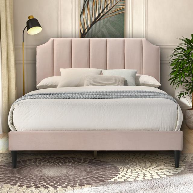 Conwy Upholstered Double (4'6) Bed SHF Ranges Colour: Champagne Pink on Productcaster.