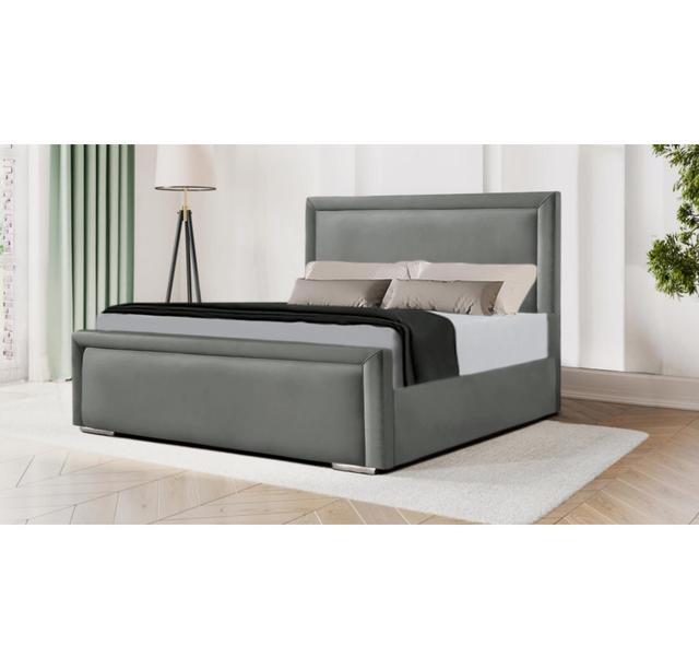 Cihat Upholstered Bed Frame Ivy Bronx Colour: Chrome, Size: Small Double (4') on Productcaster.