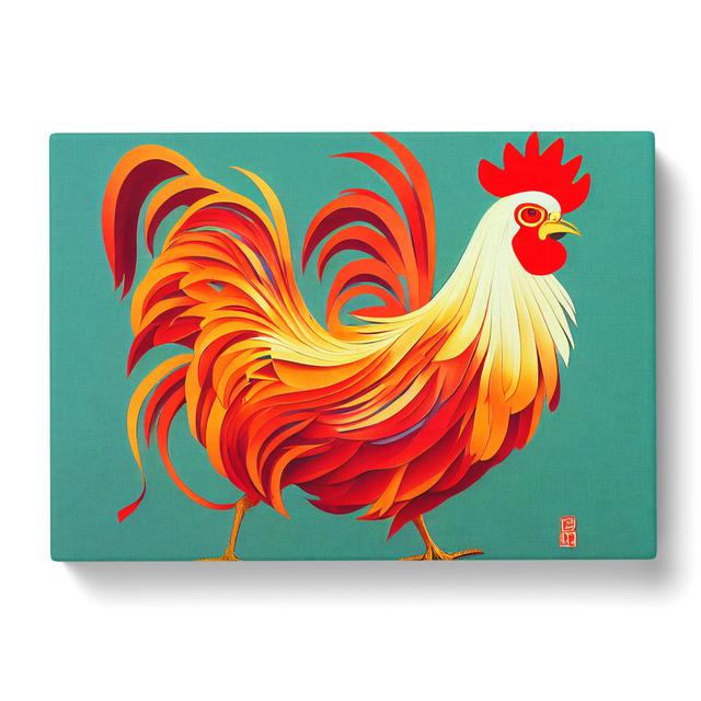 Unbeatable Rooster Abstract - Wrapped Canvas Graphic Art Brambly Cottage Size: 40cm H x 60cm W x 3cm D on Productcaster.