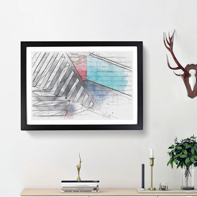 Painted Bricks in Abstract - Picture Frame Drawing Print East Urban Home Size: 62cm H x 87cm W x 2cm D, Frame Option: Black Framed on Productcaster.