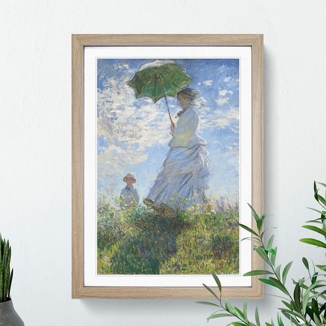 Woman with a Parasol by Claude Monet - Picture Frame Painting on MDF East Urban Home Frame Option: Oak, Size: 90cm H x 65cm W x 2cm D on Productcaster.