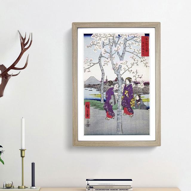 The Sumida Embankment by Utagawa Hiroshige - Picture Frame Painting Print East Urban Home Frame Option: Oak Framed, Size: 48cm H x 36cm W x 2cm D on Productcaster.