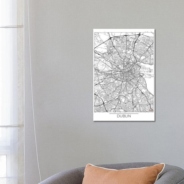 Dublin Minimal Urban Blueprint Map by Hubert Roguski - Wrapped Canvas Print Borough Wharf Size: 66.04cm H x 45.72cm W x 3.81cm D on Productcaster.