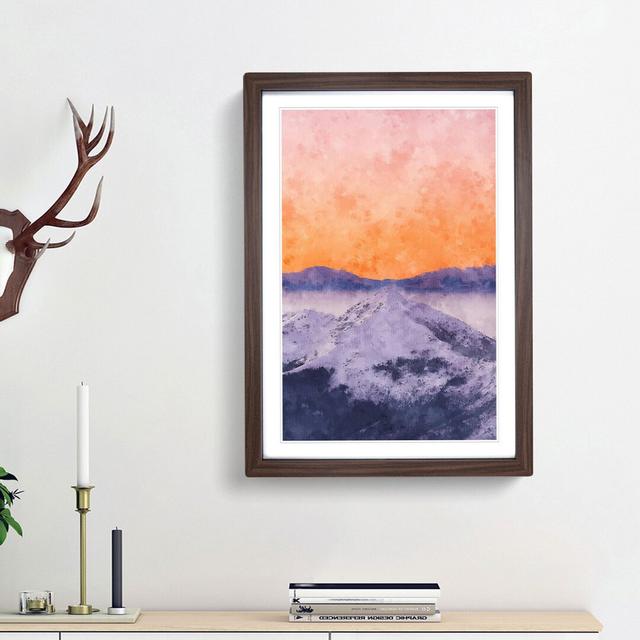 Peach Sky over the Mountain - Picture Frame Graphic Art Print East Urban Home Frame Option: Walnut Framed, Size: 33cm H x 24cm W x 2cm D on Productcaster.