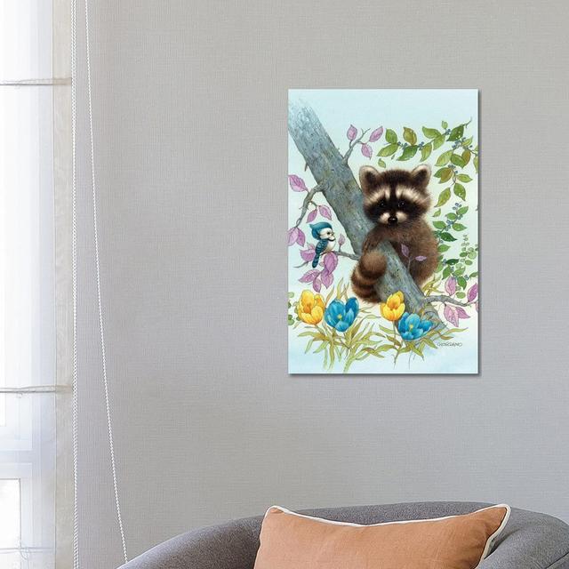 Raccoon On A Limb - Wrapped Canvas Print Alpen Home Size: 66.04cm H x 45.72cm W x 3.81cm D on Productcaster.