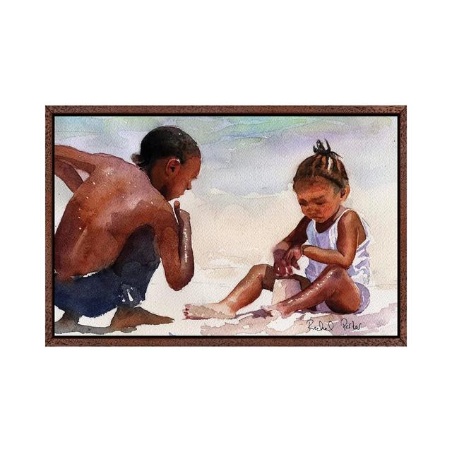 Sandcastle by Rachel Parker - Painting Print on Canvas Ebern Designs Size: 45.72cm H x 66.04cm W x 3.81cm D, Format: Classic Brown Wood Framed on Productcaster.