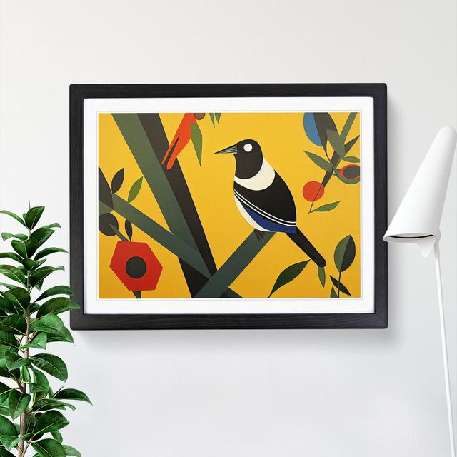 Magpie Bird Abstract - Single Picture Frame Print 17 Stories Frame Colour: Black, Size: 34cm H x 46cm W x 2cm D on Productcaster.