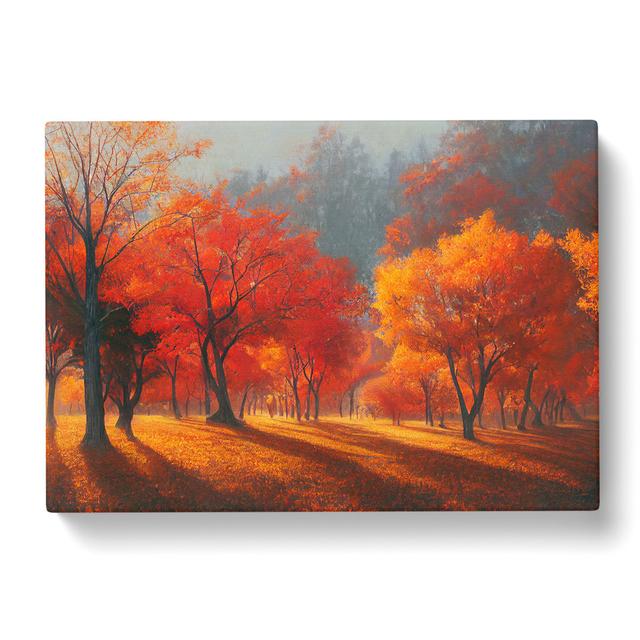 Autumn Forest Trees Vol.3 - Wrapped Canvas Painting Marlow Home Co. Size: 35cm H x 50cm W x 3cm D on Productcaster.