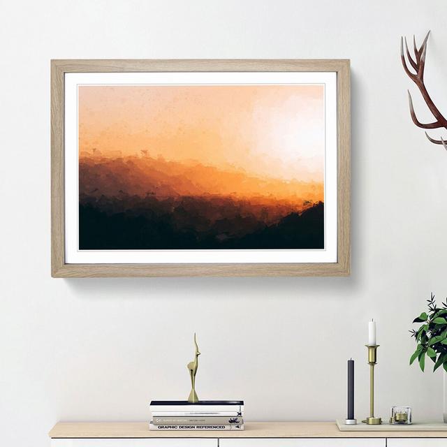 Sunset over the Hills and Mountains in Abstract - Picture Frame Graphic Art Print East Urban Home Size: 36cm H x 48cm W x 2cm D, Frame Option: Oak Fra on Productcaster.