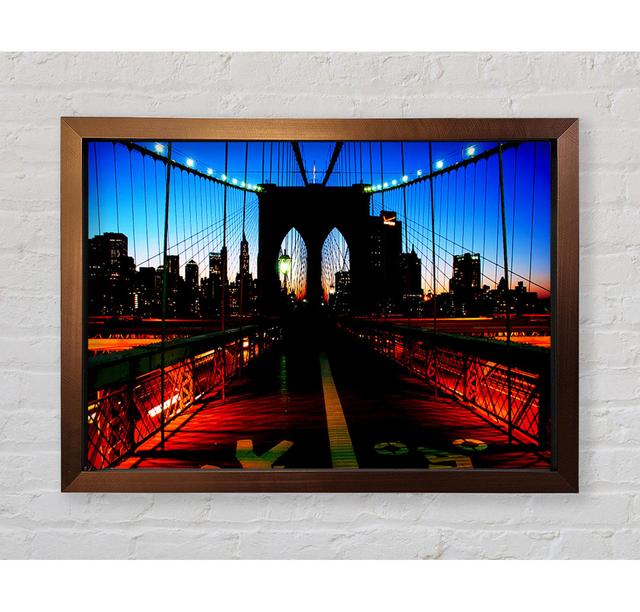 Brooklyn Bridge Red Cast - Einzelner Bilderrahmen Kunstdrucke Ebern Designs Größe: 84,1 cm H x 118,9 cm B x 3,4 cm T on Productcaster.