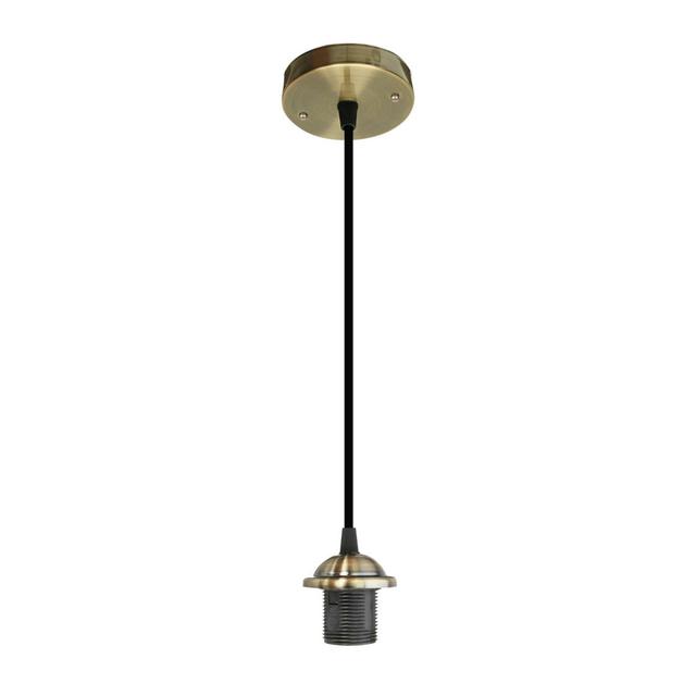 Vintage Pendant Light Fitting E27 Edison Lamp Holder Cord Adjustable Hanging Light Kit Williston Forge Finish: Green Brass/Black, Base Finish: Green B on Productcaster.