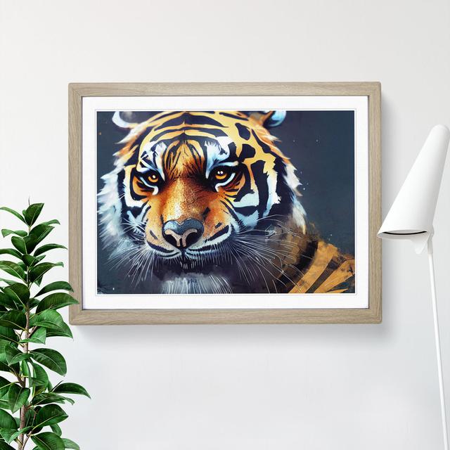 A Tiger Art Painting - Single Picture Frame Print World Menagerie Size: 34cm H x 46cm W x 2cm D, Frame Option: Oak on Productcaster.