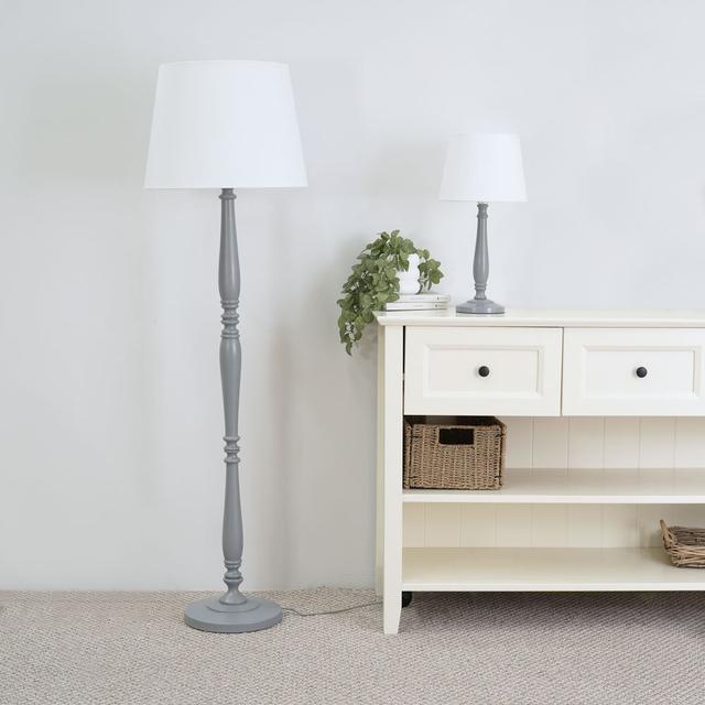 Arialdo 156cm Traditional Floor Lamp Marlow Home Co. Base Finish: Matte Grey, Shade Colour: White on Productcaster.