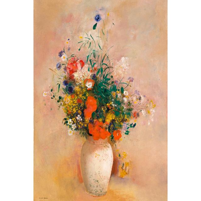 Vase of Flowers (Pink Background) by Odilon Redon - Wrapped Canvas Art Prints Rosalind Wheeler Size: 76cm H x 51cm W x 3.8cm D on Productcaster.