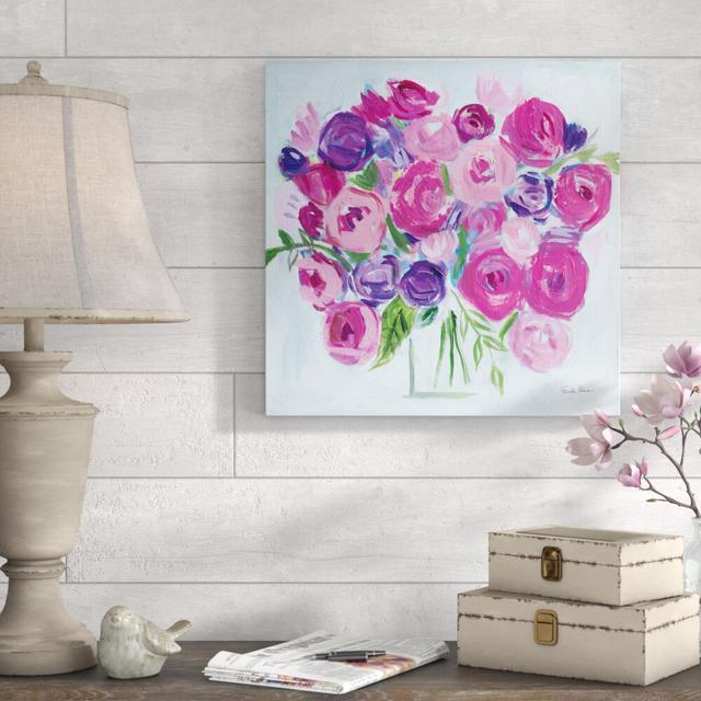 Roses Are Pink by Farida Zaman - Wrapped Canvas Painting Print Blue Elephant Size: 51cm H x 51cm W on Productcaster.