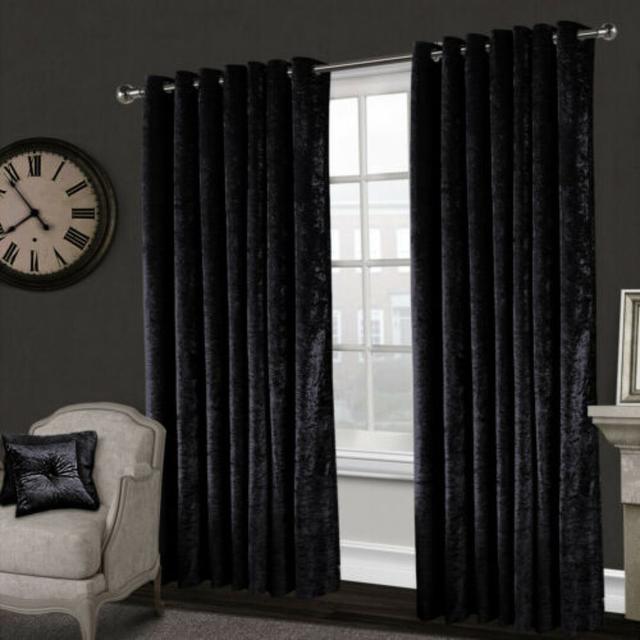 Aguilar Velvet Sheer Grommet / Eyelet Curtain Pair Mercer41 Colour: Black, Panel Size: 168 W x 228 D cm on Productcaster.