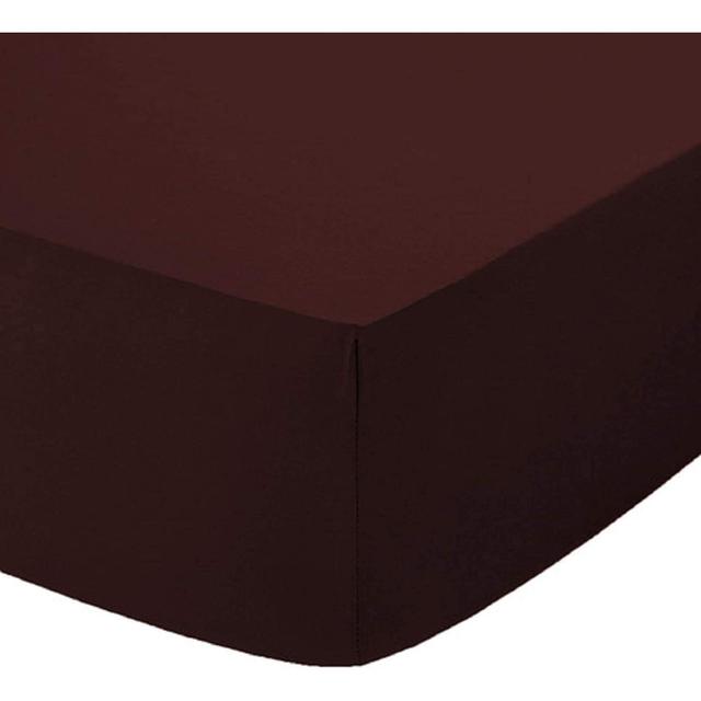 Agaat 200 Thread Count Egyptian Quality Cotton Sateen Fitted Sheet Symple Stuff Colour: Chocolate, Size: Double (4'6) on Productcaster.