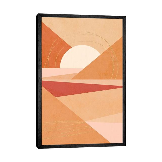 Midmod Geo IV Earthy Sunrise - Print on Canvas Ebern Designs Format: Black Framed, Size: 66.04cm H x 45.72cm W x 3.81cm D on Productcaster.