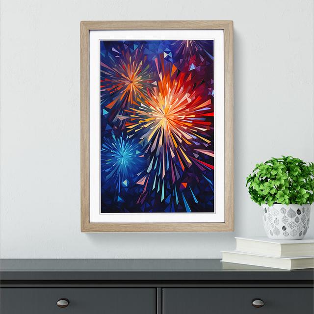 Fireworks Cubism No.2 - Single Picture Frame Print on Wood Metro Lane Size: 34cm H x 25cm W x 2cm D, Frame Colour: Oak on Productcaster.