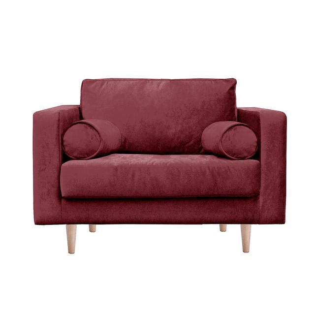 Zweiersofa Boubacar Brayden Studio Beinfarbe: Naturbelassen, Polsterfarbe: Pflaume on Productcaster.