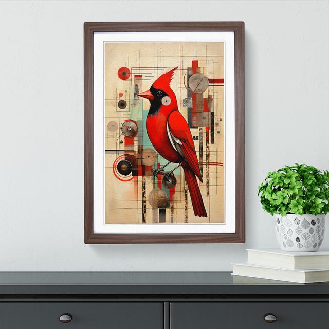 Cardinal Bird Constructivism No.2 - Print The Seasonal Aisle Format: Walnut Framed, Size: 64cm H x 46cm W x 2cm D on Productcaster.