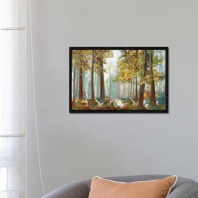 Upon The Leaves by Allison Pearce - Painting Print on Canvas Alpen Home Format: Black Framed Canvas, Size: 45.72cm H x 66.04cm W x 3.81cm D on Productcaster.