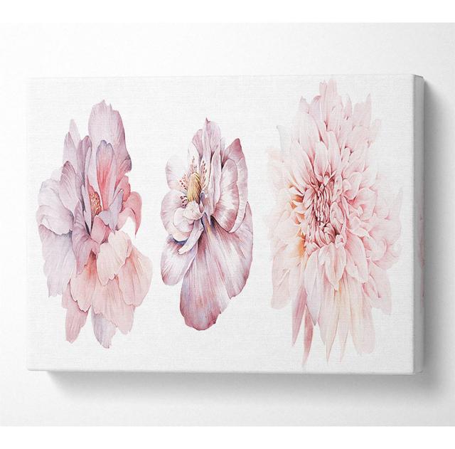 Three Pink Flower Beauty - Wrapped Canvas Graphic Art Rosdorf Park Size: 50.8cm H x 81.3cm W on Productcaster.