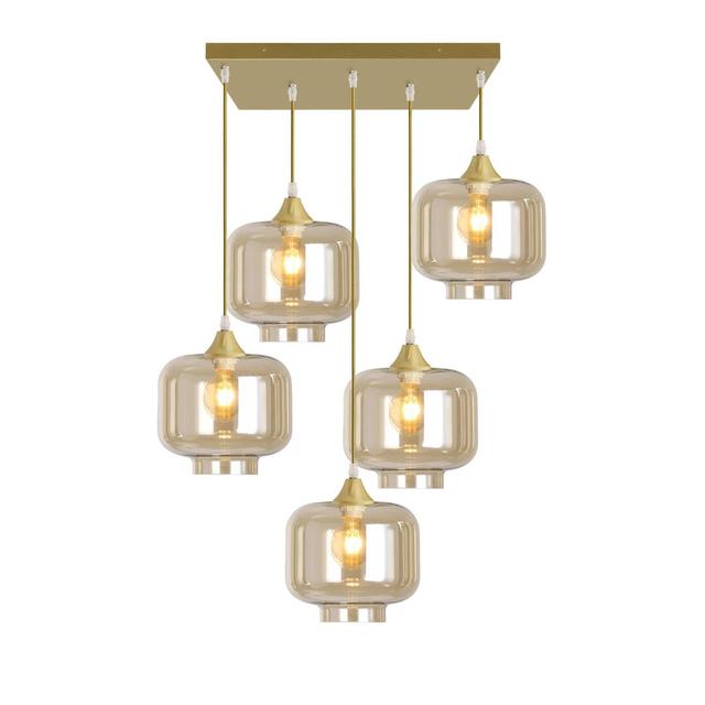 Sevierville 5-Light Cluster Geometric Pendant Fairmont Park Shade Colour: Amber on Productcaster.