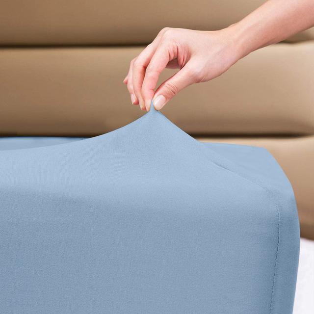 Kalani Thread Count Microfiber Fitted Sheet Brayden Studio Size: Double (4'6), Colour: Sky Blue on Productcaster.