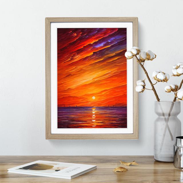 Ocean Sunset View No.6 House of Hampton Size: 46cm H x 34cm W x 2cm D, Frame Colour: Oak on Productcaster.