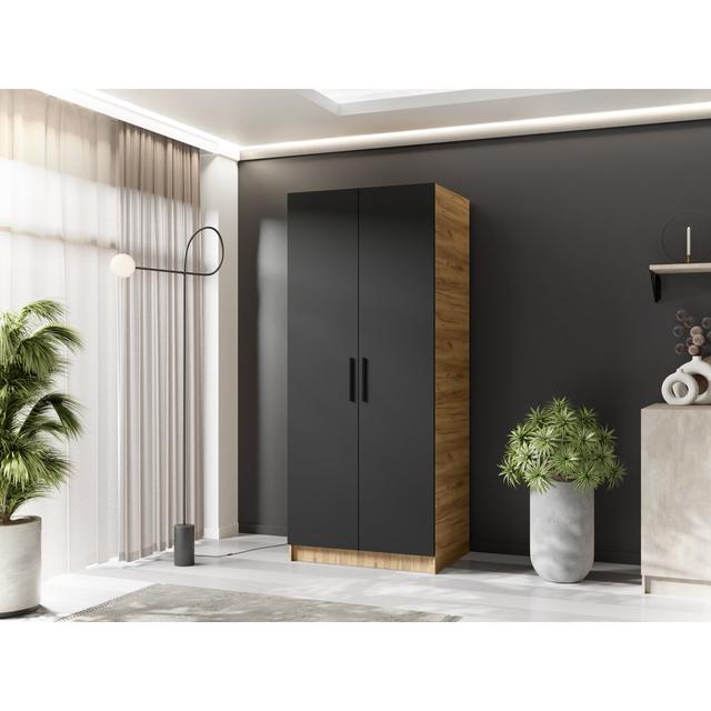 Odarius 2 Door Wardrobe 17 Stories Finish: Oak Craft Gold/Black on Productcaster.