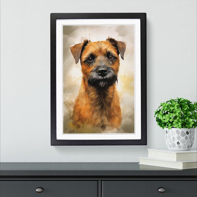 Border Terrier Modern - Single Picture Frame Print on Wood Marlow Home Co. Format: Black Framed, Size: 64cm H x 46cm W x 2cm D on Productcaster.