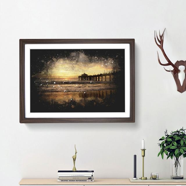 Sunset Behind the Pier - Picture Frame Graphic Art Print East Urban Home Frame Option: Walnut Framed, Size: 62cm H x 87cm W x 2cm D on Productcaster.