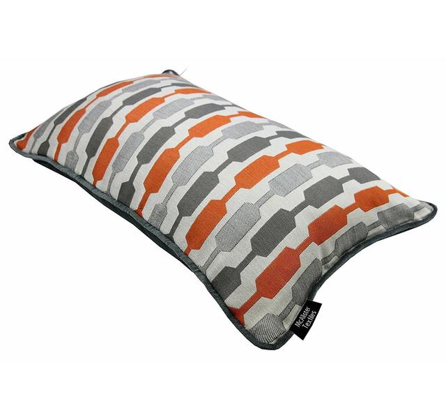 Lizeth Geometric Rectangular Throw Cushion Corrigan Studio Size: 30 x 50cm, Colour: Orange/Grey on Productcaster.